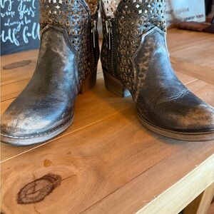 Brown Cutout Ankle Boots